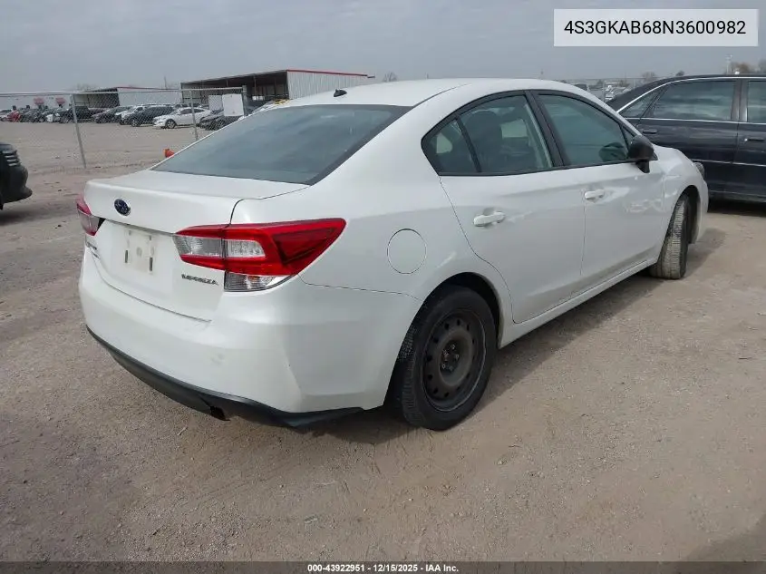 4S3GKAB68N3600982 2022 Subaru Impreza Base