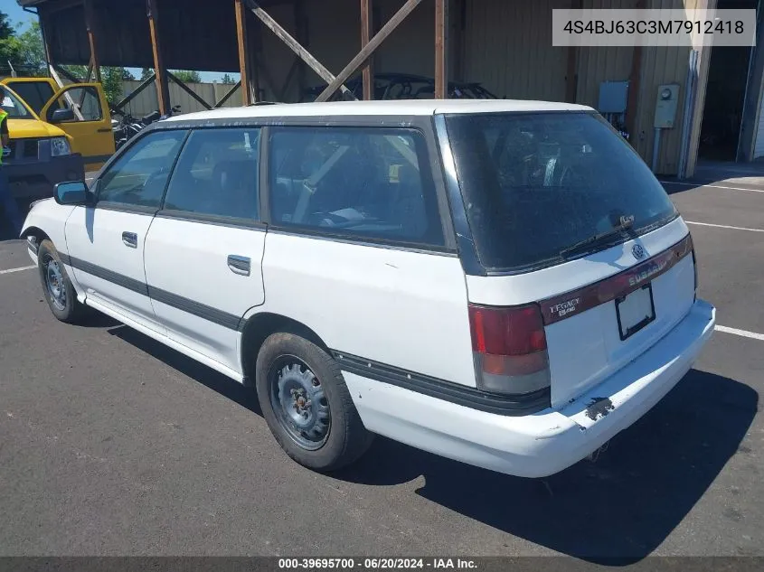 1991 Subaru Legacy L/Hx/Px/Rx VIN: 4S4BJ63C3M7912418 Lot: 39695700