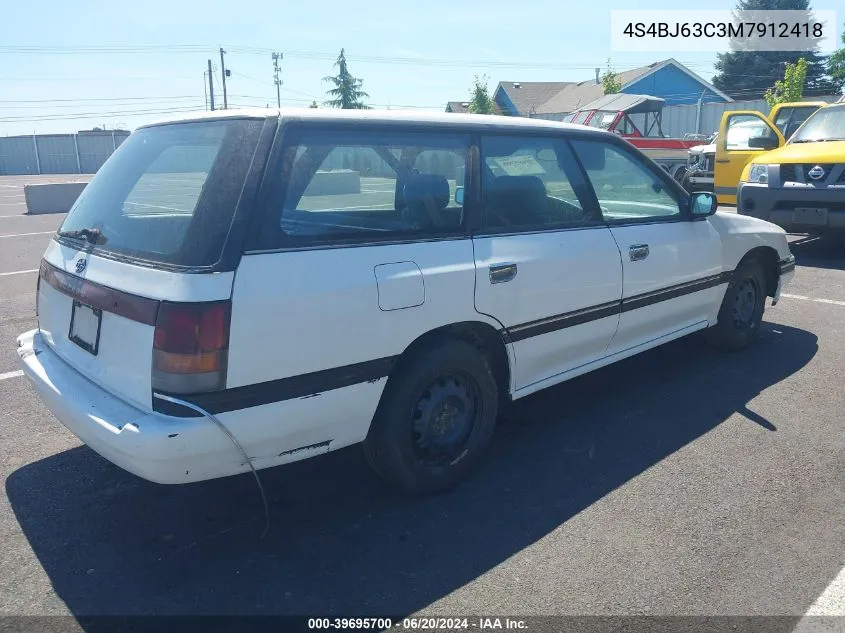 1991 Subaru Legacy L/Hx/Px/Rx VIN: 4S4BJ63C3M7912418 Lot: 39695700