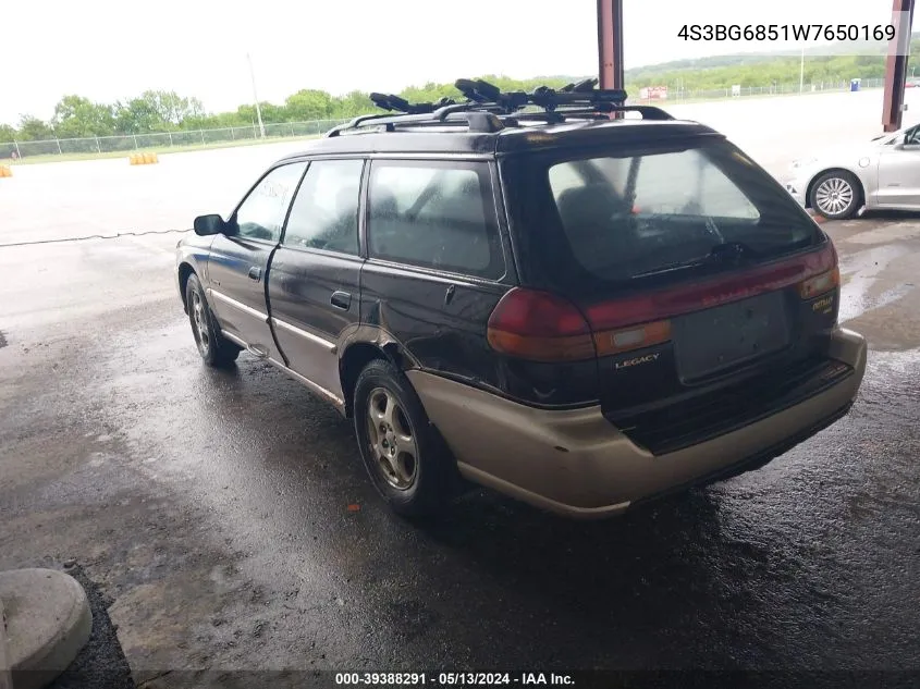 1998 Subaru Legacy Outback/Outback Limited/Outback Sport VIN: 4S3BG6851W7650169 Lot: 39388291