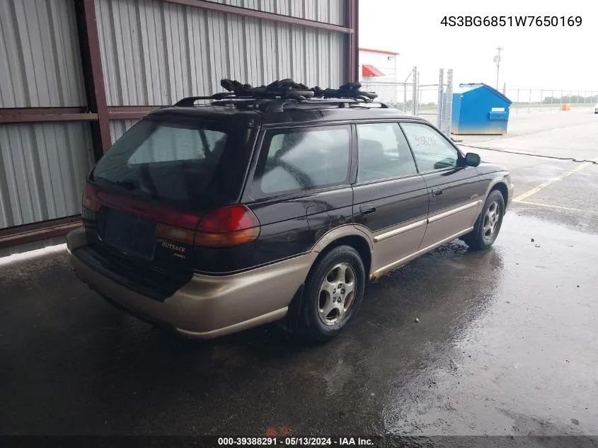 1998 Subaru Legacy Outback/Outback Limited/Outback Sport VIN: 4S3BG6851W7650169 Lot: 39388291