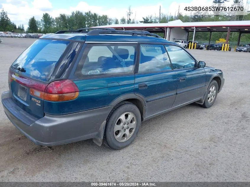 1998 Subaru Legacy Outback/Outback Limited/Outback Sport VIN: 4S3BG6853W7612670 Lot: 39461674