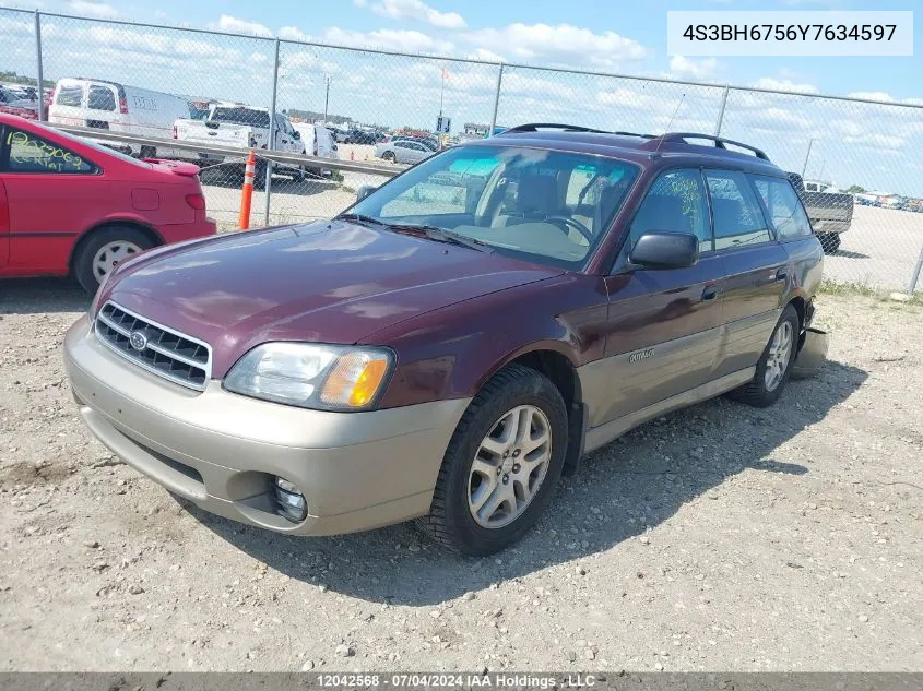 2000 Subaru Legacy Wagon VIN: 4S3BH6756Y7634597 Lot: 12042568