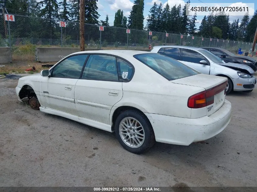 2000 Subaru Legacy Gt Limited VIN: 4S3BE6564Y7205611 Lot: 39929212