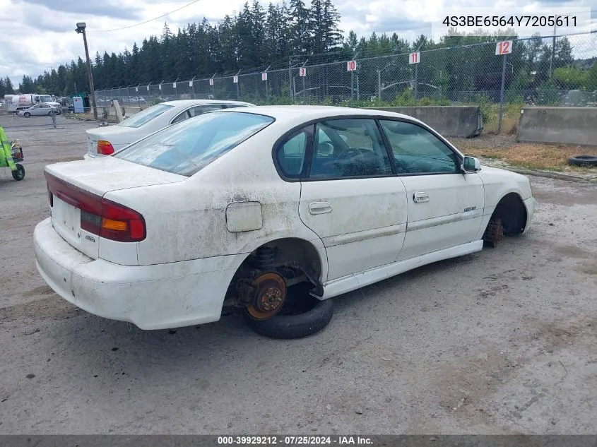 2000 Subaru Legacy Gt Limited VIN: 4S3BE6564Y7205611 Lot: 39929212