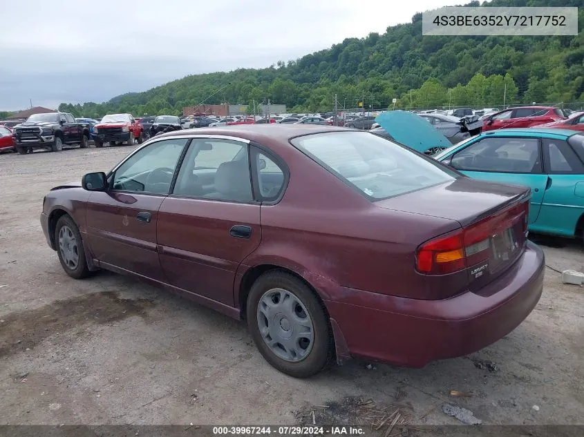 2000 Subaru Legacy L VIN: 4S3BE6352Y7217752 Lot: 39967244