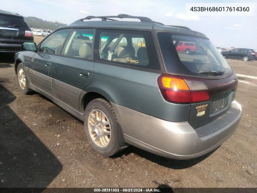 2001 Subaru Legacy Outback Ltd VIN: 4S3BH686017614360 Lot: 39711333