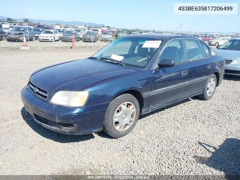 2001 Subaru Legacy L VIN: 4S3BE635817206499 Lot: 39873370