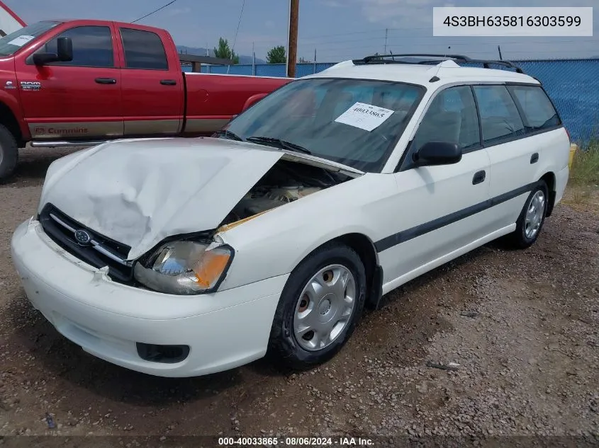 2001 Subaru Legacy L VIN: 4S3BH635816303599 Lot: 40033865