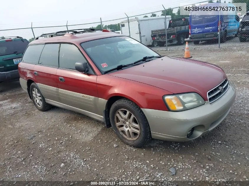 2002 Subaru Legacy Outback VIN: 4S3BH665427637815 Lot: 39920131