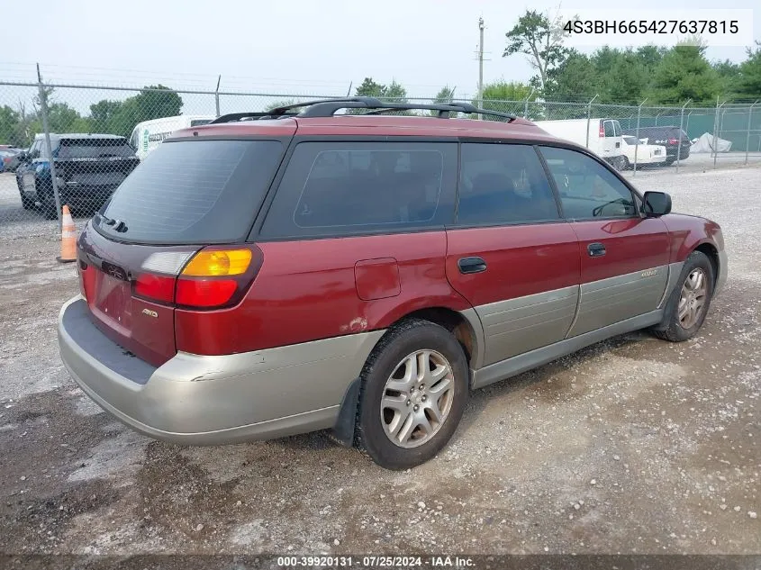 4S3BH665427637815 2002 Subaru Legacy Outback