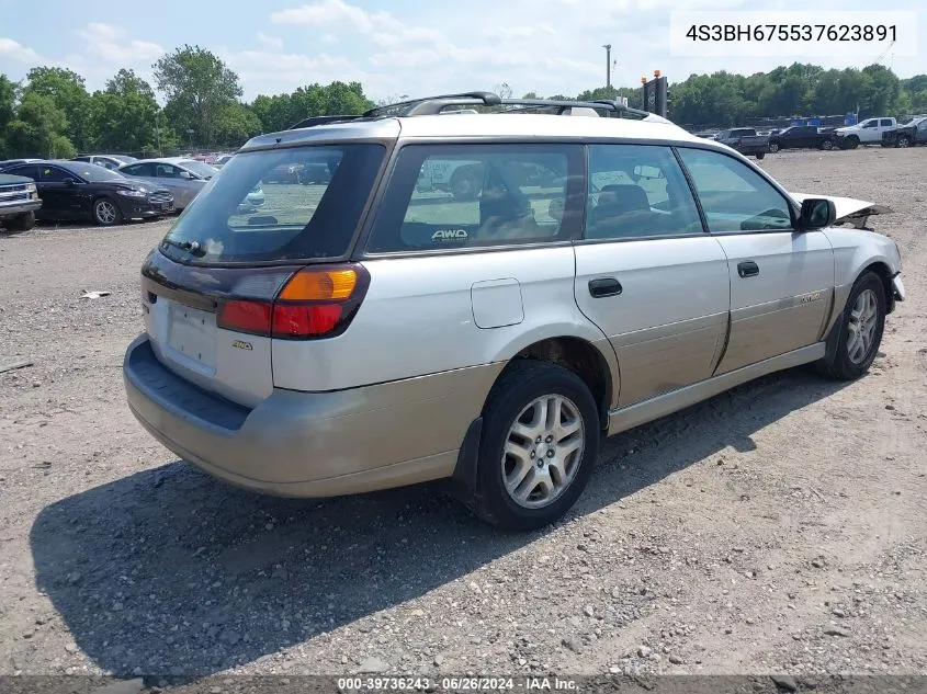 2003 Subaru Legacy Outback VIN: 4S3BH675537623891 Lot: 39736243