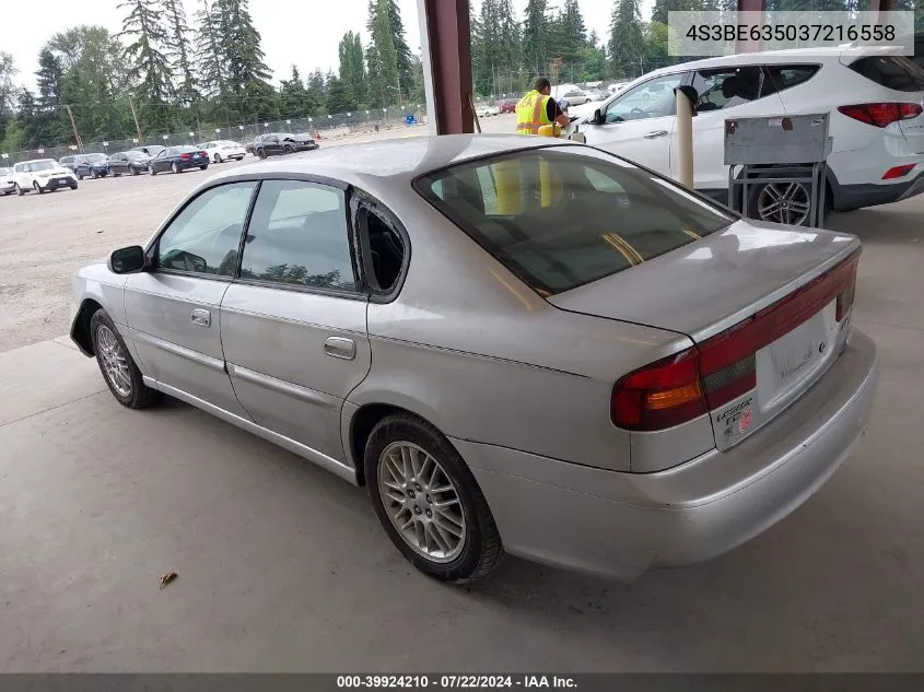 2003 Subaru Legacy VIN: 4S3BE635037216558 Lot: 39924210