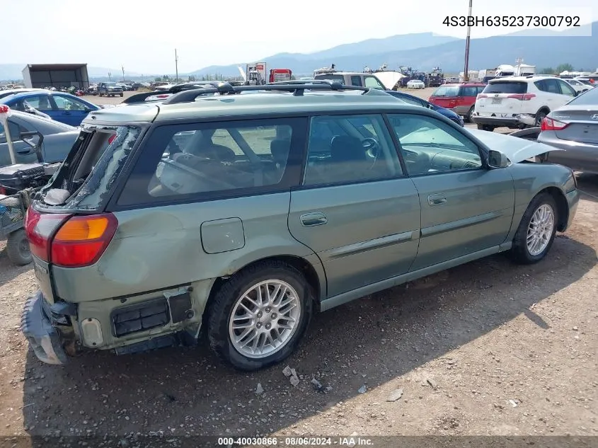 2003 Subaru Legacy L/L W/Special Edition Package/Outback VIN: 4S3BH635237300792 Lot: 40030866