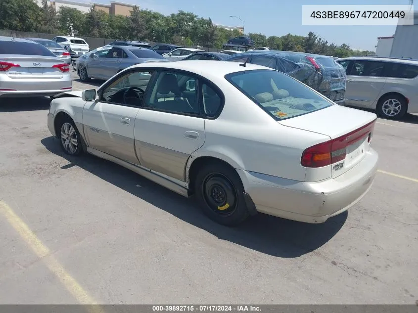 2004 Subaru Outback H6-3.0/H6-3.0 Vdc VIN: 4S3BE896747200449 Lot: 39892715