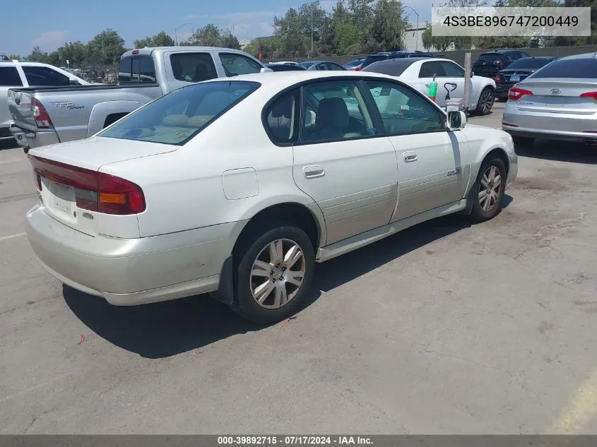 2004 Subaru Outback H6-3.0/H6-3.0 Vdc VIN: 4S3BE896747200449 Lot: 39892715