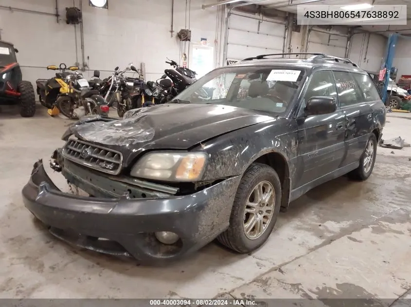 2004 Subaru Outback H6-3.0 L.l. Bean Edition VIN: 4S3BH806547638892 Lot: 40003094