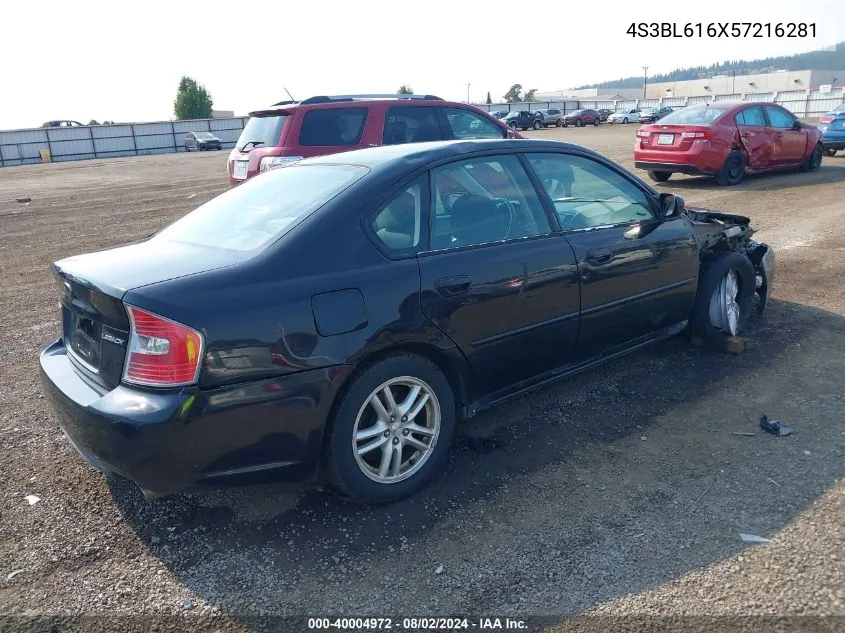 2005 Subaru Legacy 2.5I VIN: 4S3BL616X57216281 Lot: 40004972