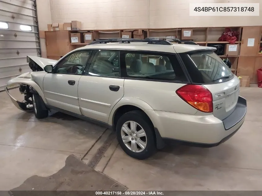 2005 Subaru Outback 2.5I VIN: 4S4BP61C857318748 Lot: 40217158