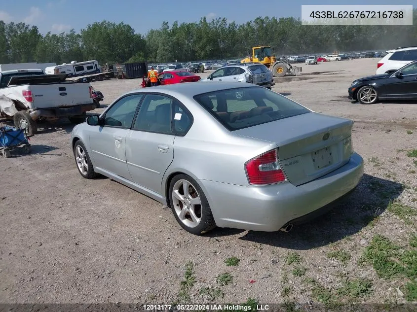 2006 Subaru Legacy 2.5I VIN: 4S3BL626767216738 Lot: 12013177