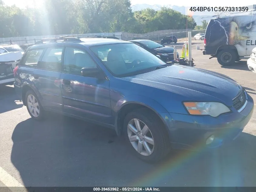 2006 Subaru Legacy Outback 2.5I VIN: 4S4BP61C567331359 Lot: 39453962