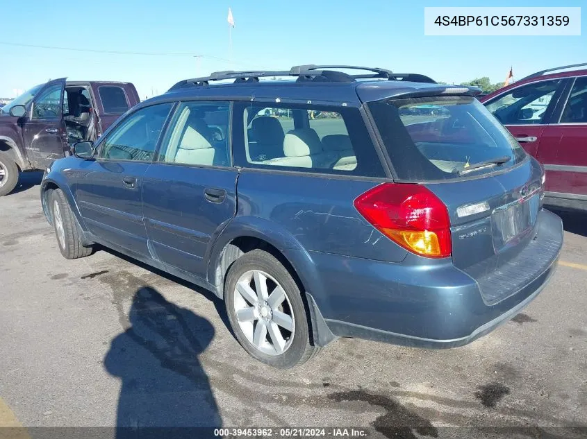 2006 Subaru Legacy Outback 2.5I VIN: 4S4BP61C567331359 Lot: 39453962