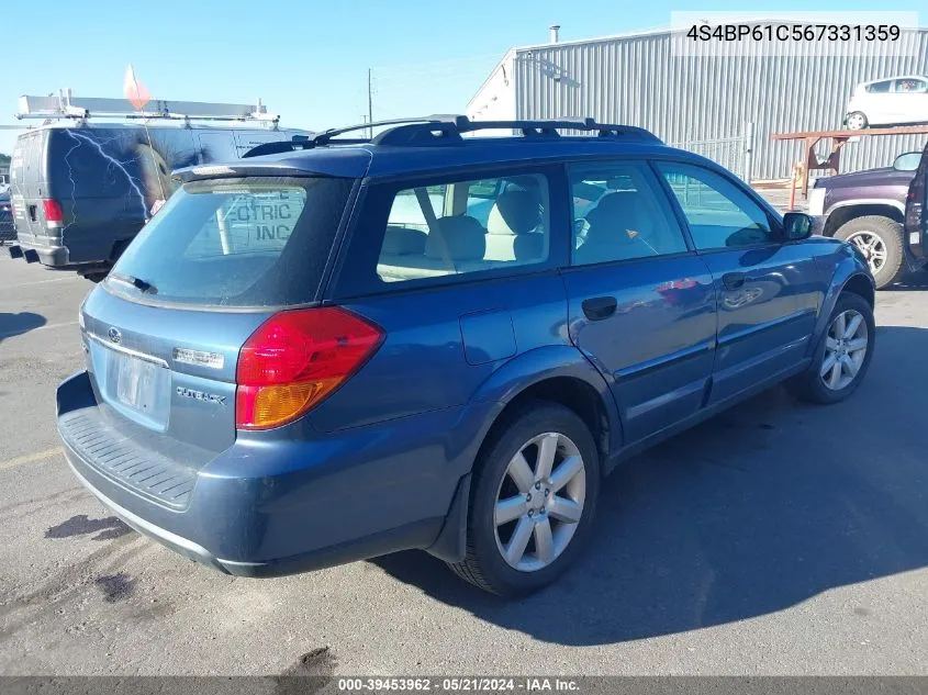 2006 Subaru Legacy Outback 2.5I VIN: 4S4BP61C567331359 Lot: 39453962