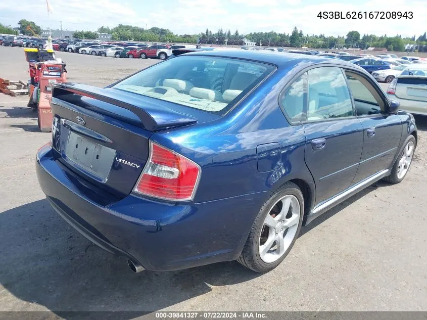 2006 Subaru Legacy 2.5I/2.5I Limited VIN: 4S3BL626167208943 Lot: 39841327