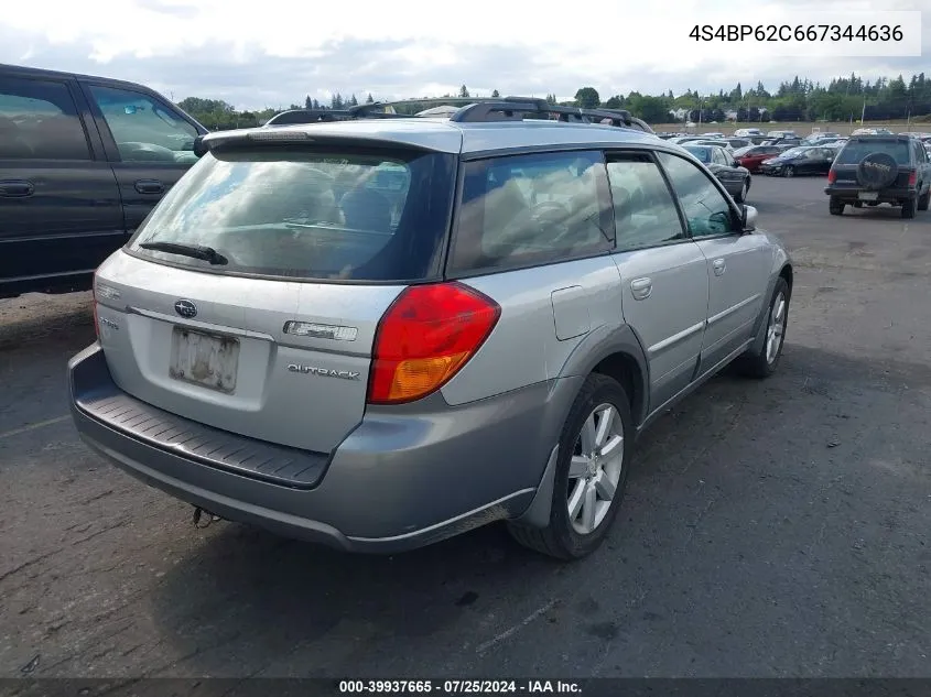 2006 Subaru Legacy Outback 2.5I Limited VIN: 4S4BP62C667344636 Lot: 39937665