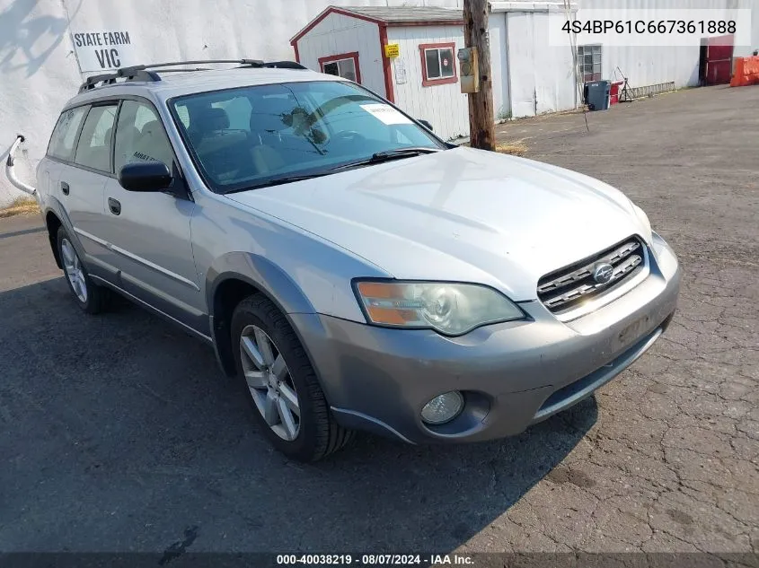 2006 Subaru Legacy Outback 2.5I VIN: 4S4BP61C667361888 Lot: 40038219