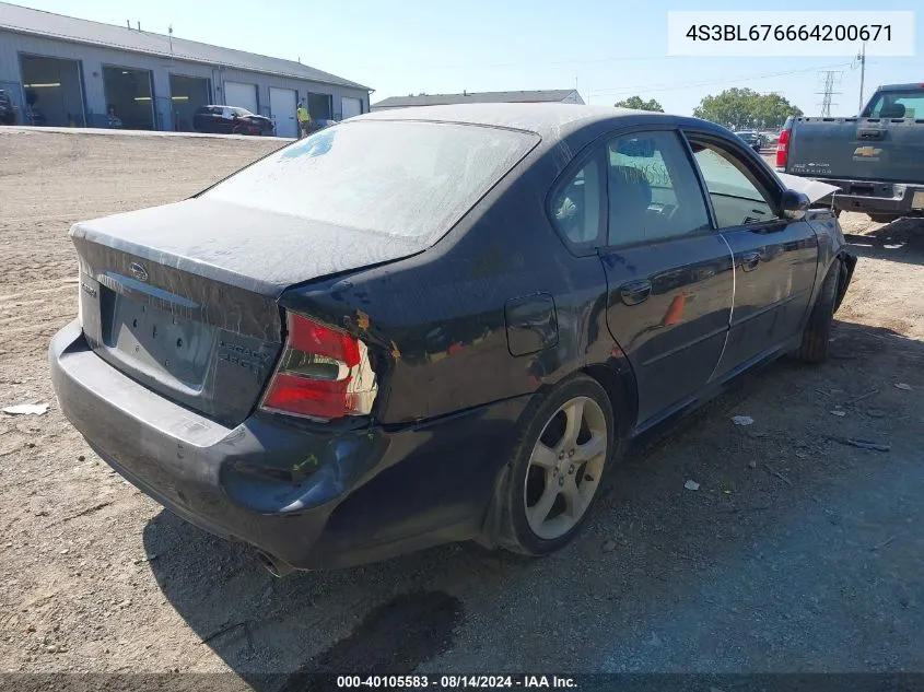 2006 Subaru Legacy 2.5Gt Limited/2.5Gt Spec.b VIN: 4S3BL676664200671 Lot: 40105583