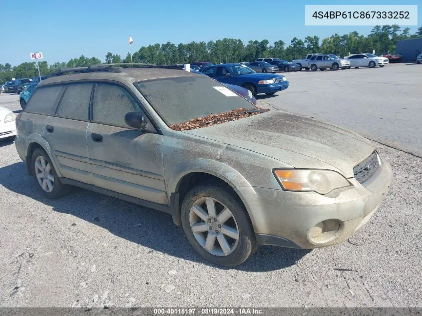 2006 Subaru Outback 2.5I VIN: 4S4BP61C867333252 Lot: 40118197