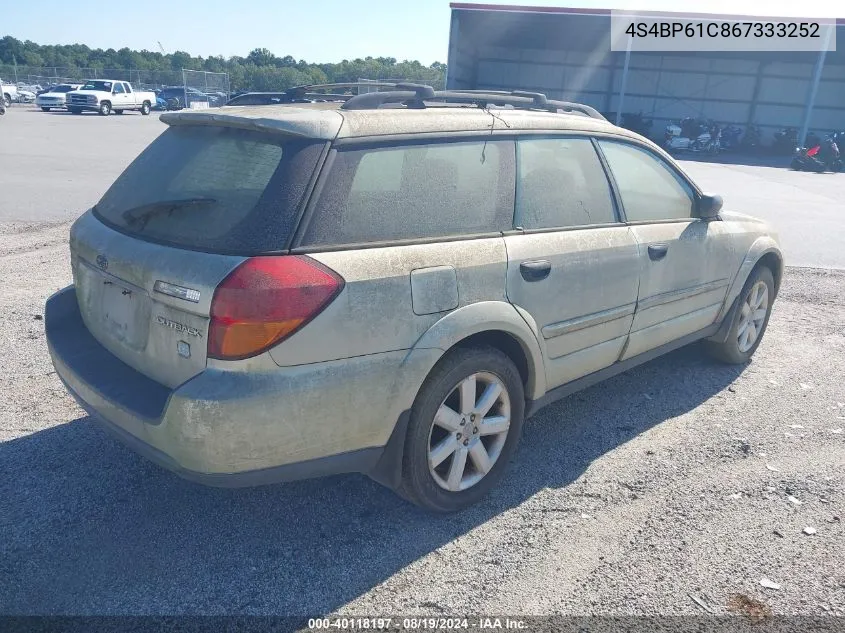 2006 Subaru Outback 2.5I VIN: 4S4BP61C867333252 Lot: 40118197