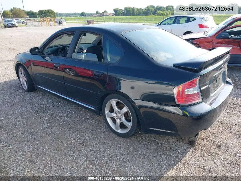 2006 Subaru Legacy 2.5I VIN: 4S3BL626367212654 Lot: 40135209