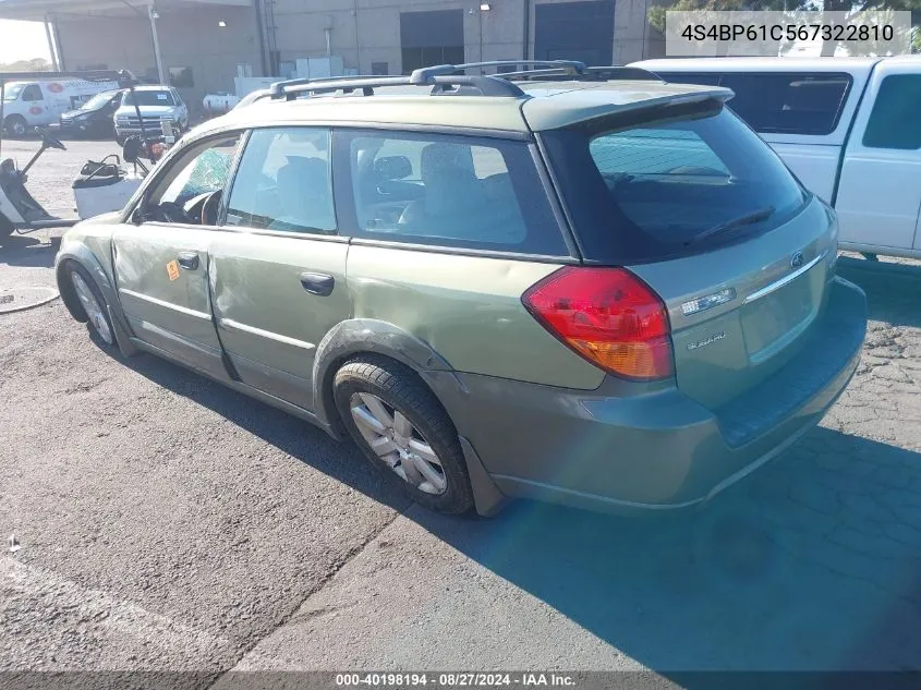 4S4BP61C567322810 2006 Subaru Outback 2.5I