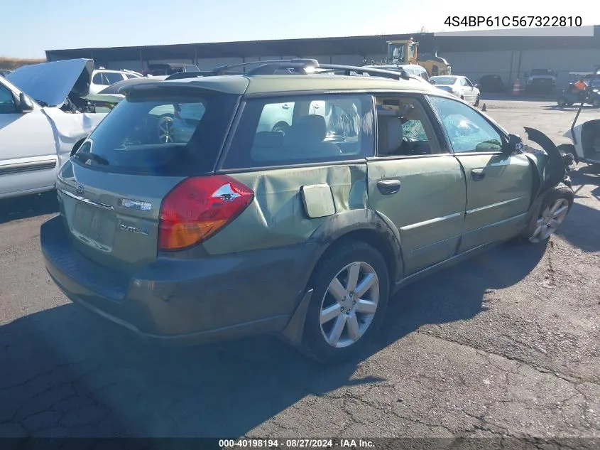 4S4BP61C567322810 2006 Subaru Outback 2.5I