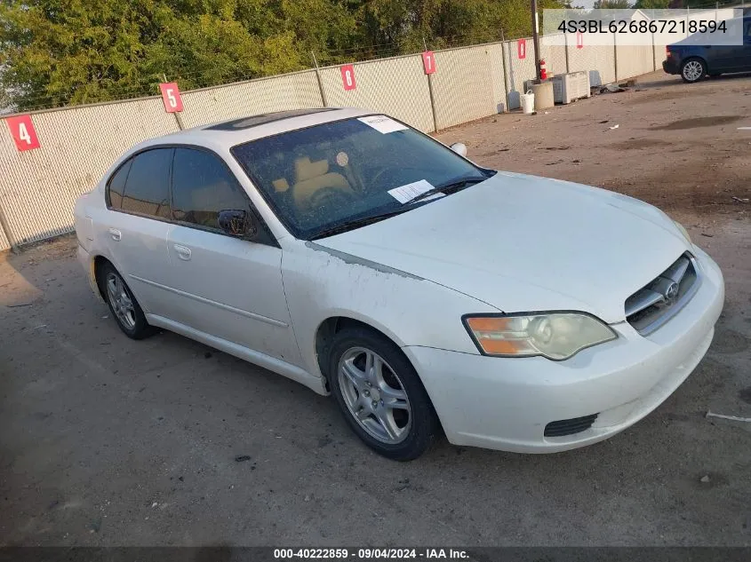 2006 Subaru Legacy 2.5I VIN: 4S3BL626867218594 Lot: 40222859