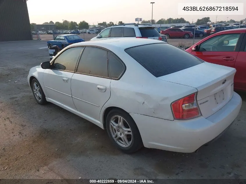 4S3BL626867218594 2006 Subaru Legacy 2.5I