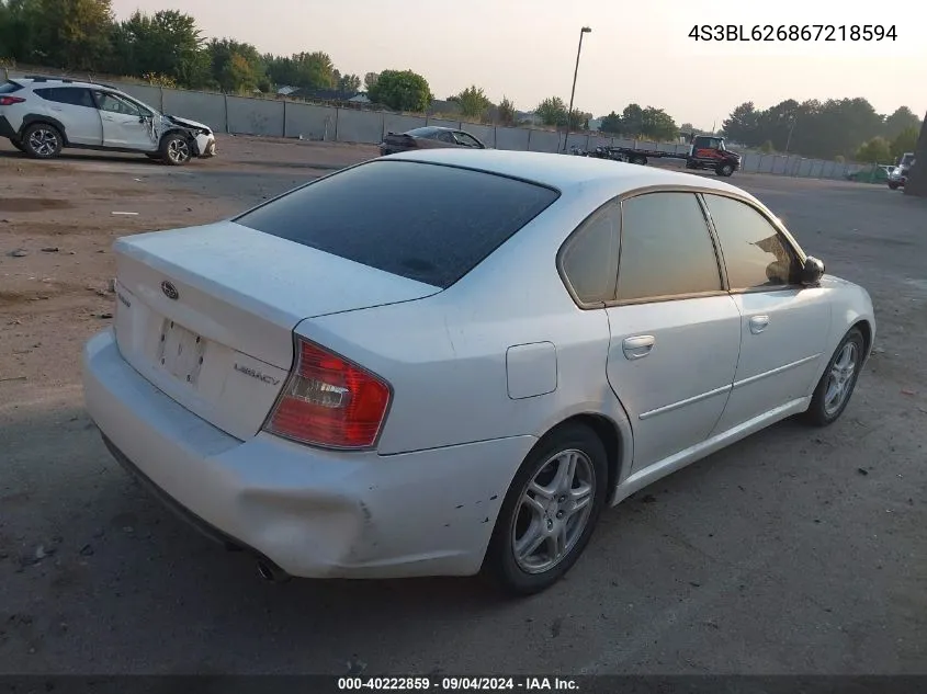 2006 Subaru Legacy 2.5I VIN: 4S3BL626867218594 Lot: 40222859