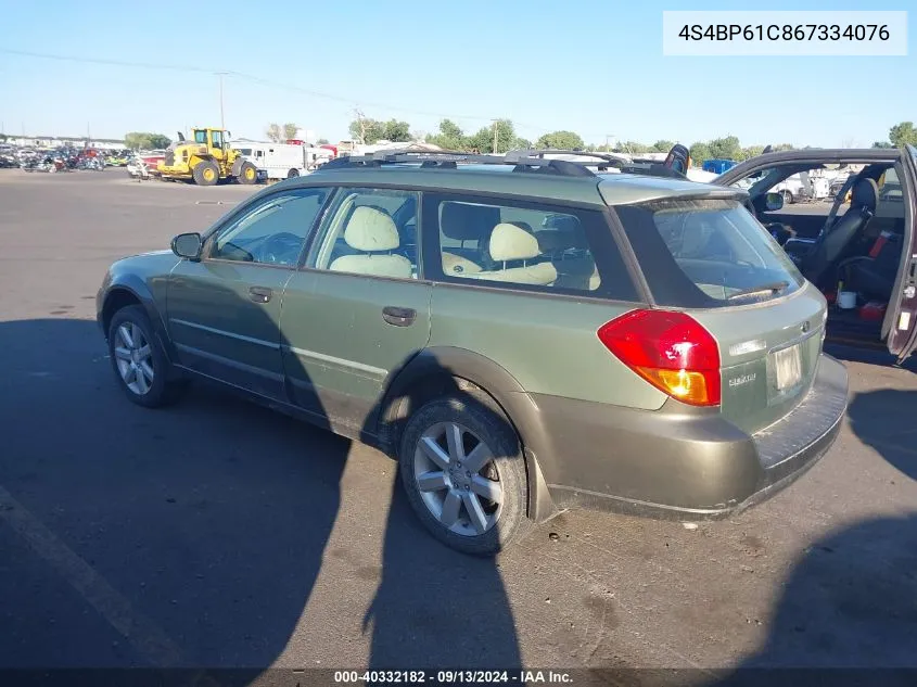 2006 Subaru Legacy Outback 2.5I VIN: 4S4BP61C867334076 Lot: 40332182