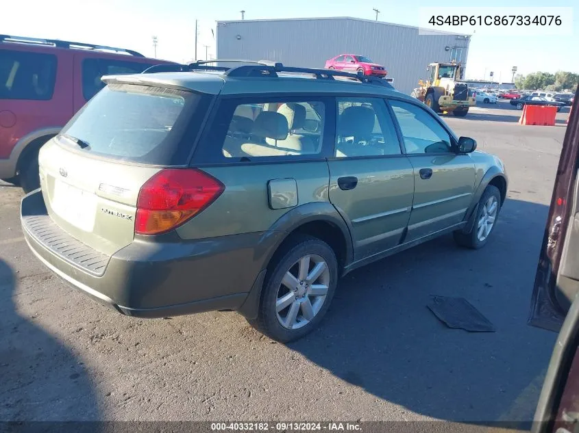 2006 Subaru Legacy Outback 2.5I VIN: 4S4BP61C867334076 Lot: 40332182