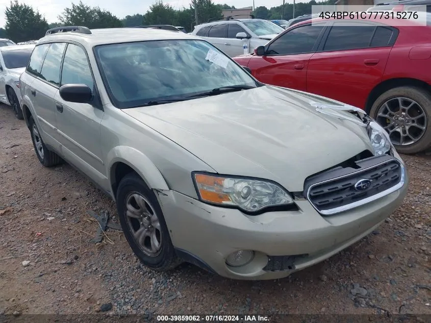 4S4BP61C777315276 2007 Subaru Outback 2.5I Basic