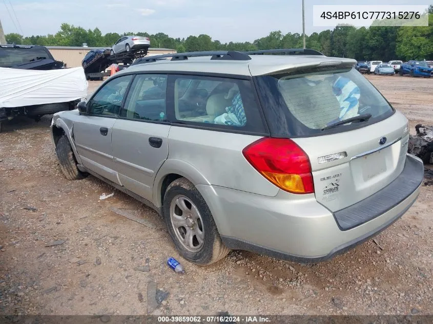 4S4BP61C777315276 2007 Subaru Outback 2.5I Basic