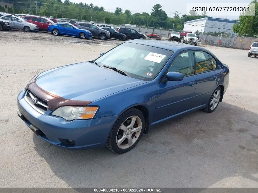 2007 Subaru Legacy 2.5I Limited VIN: 4S3BL626777204364 Lot: 40034218