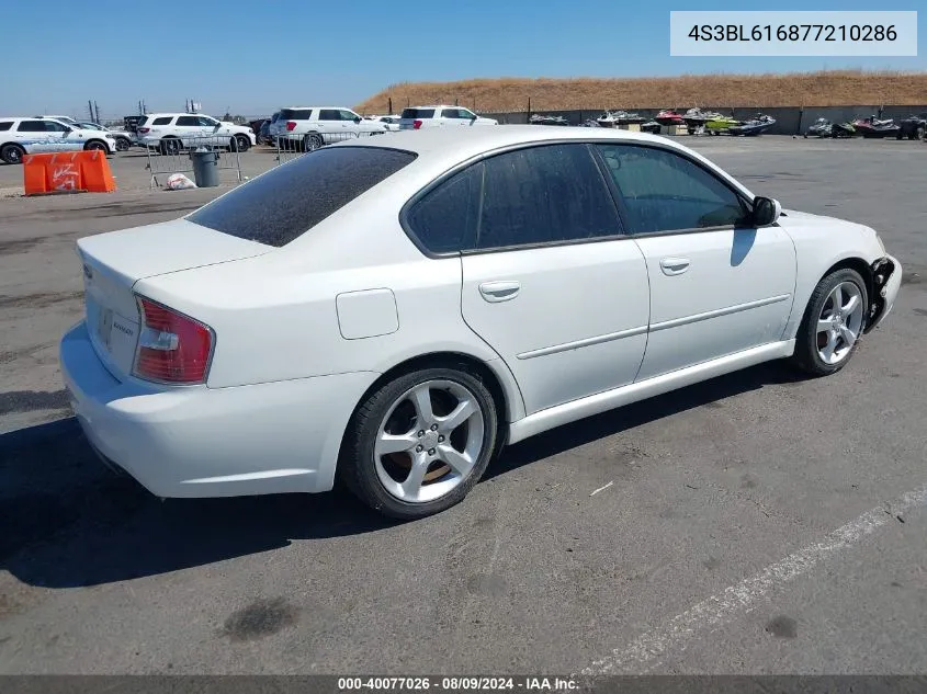 4S3BL616877210286 2007 Subaru Legacy 2.5I