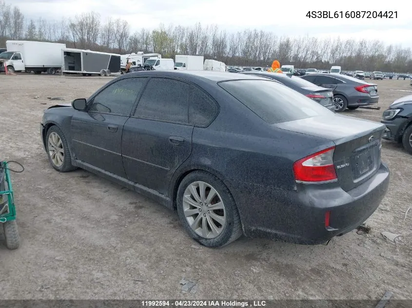 2008 Subaru Legacy VIN: 4S3BL616087204421 Lot: 11992594