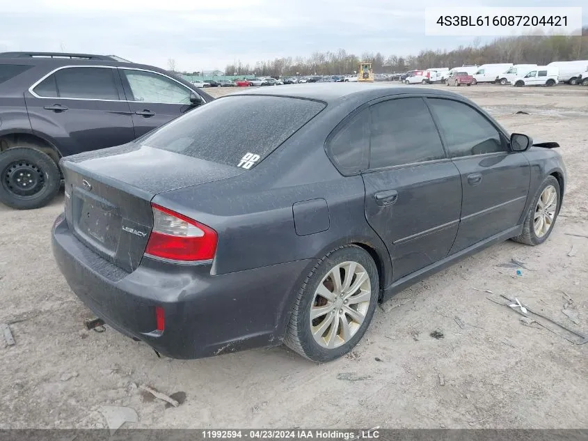 2008 Subaru Legacy VIN: 4S3BL616087204421 Lot: 11992594