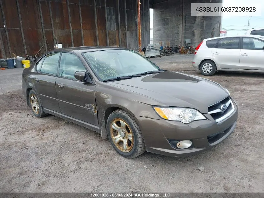 2008 Subaru Legacy VIN: 4S3BL616X87208928 Lot: 12001928