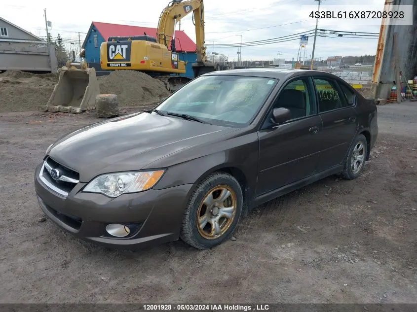 2008 Subaru Legacy VIN: 4S3BL616X87208928 Lot: 12001928