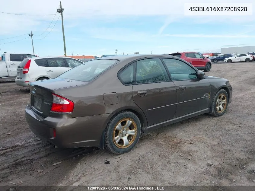 4S3BL616X87208928 2008 Subaru Legacy